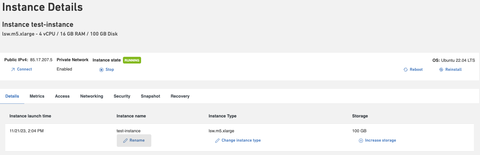 cloud instance details