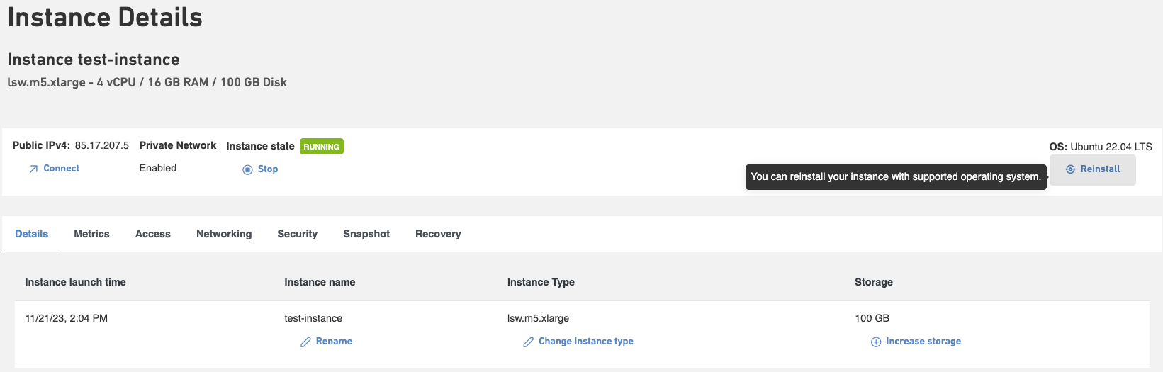 reinstall cloud instance