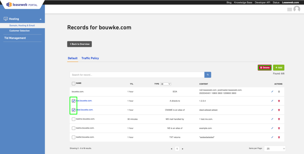 select dns records