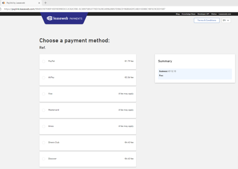 Payments - Knowledge Base - Leaseweb