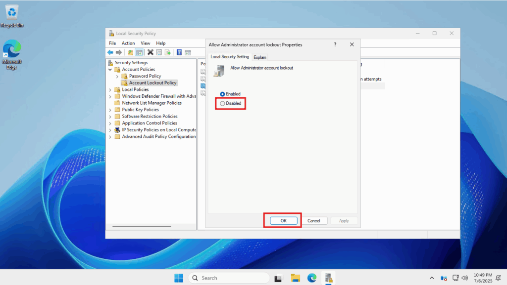 administrator lockout error 03 1