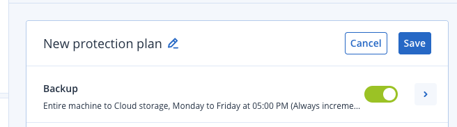 Backup Option Collapsed