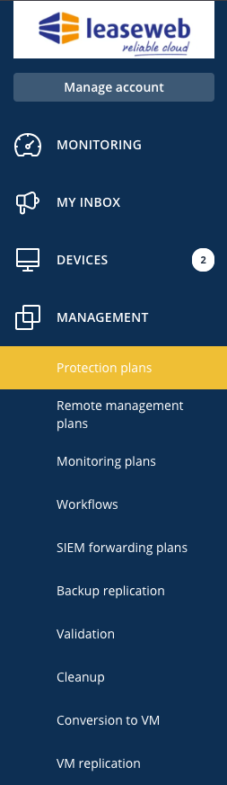 Menu Management Protection plans