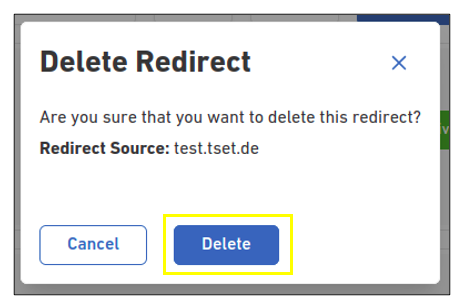 Redirecting Domain Name 35 delete redirect confirm
