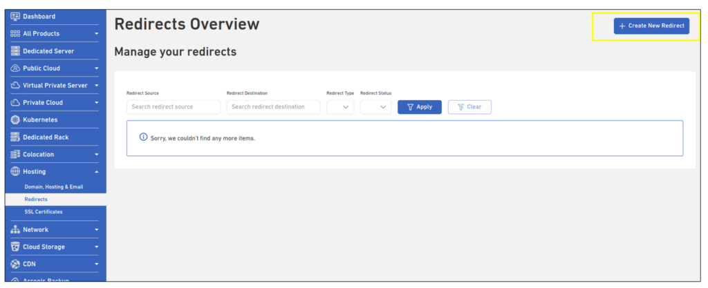 Redirecting Domain Name 2 redirect create 2