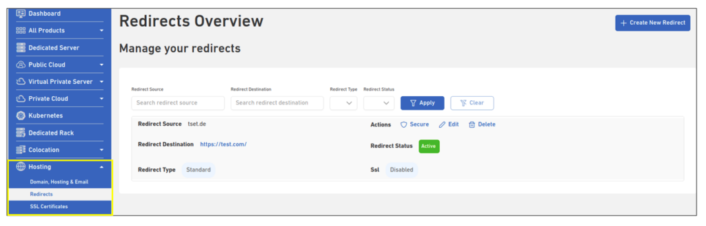 Redirecting Domain Name 33 redirectlist 5