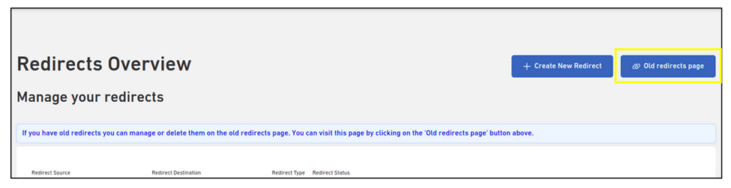 How to migrate from old redirect to new redirect 2 4.old redirect btn
